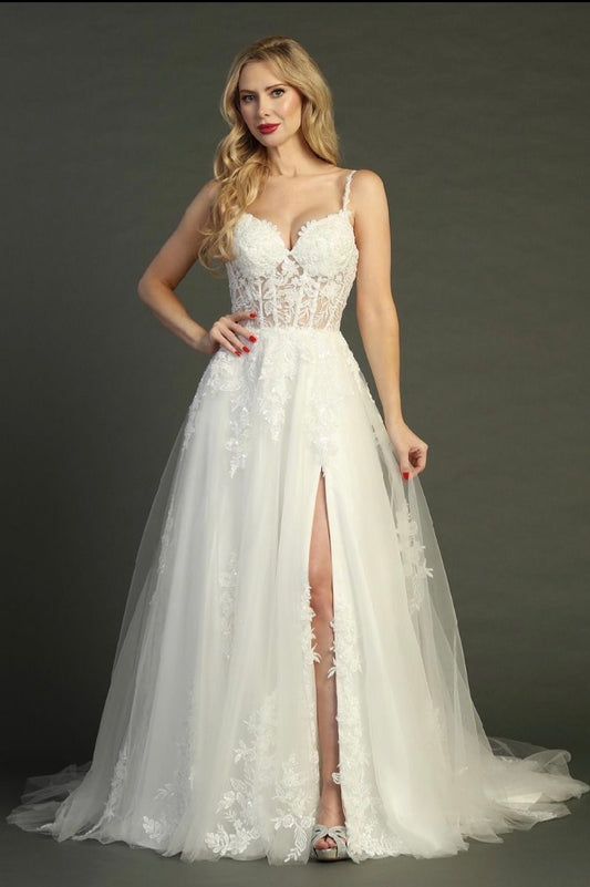 Decorated with floral embroidery, see through corset. 8029L BY LET´S CORP