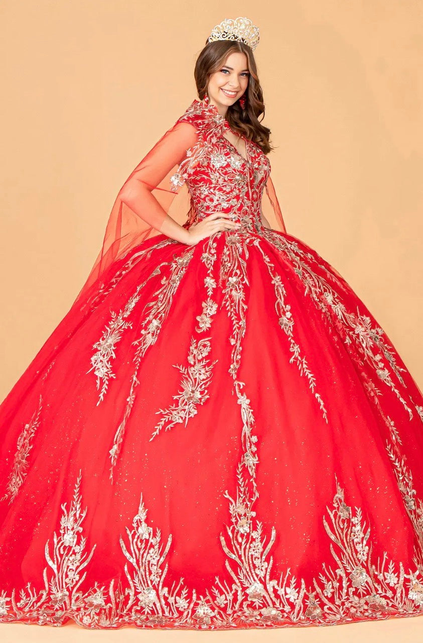 Sequin Glitter Embellished Quinceanera Dress. GL3076 by Elizabeth K