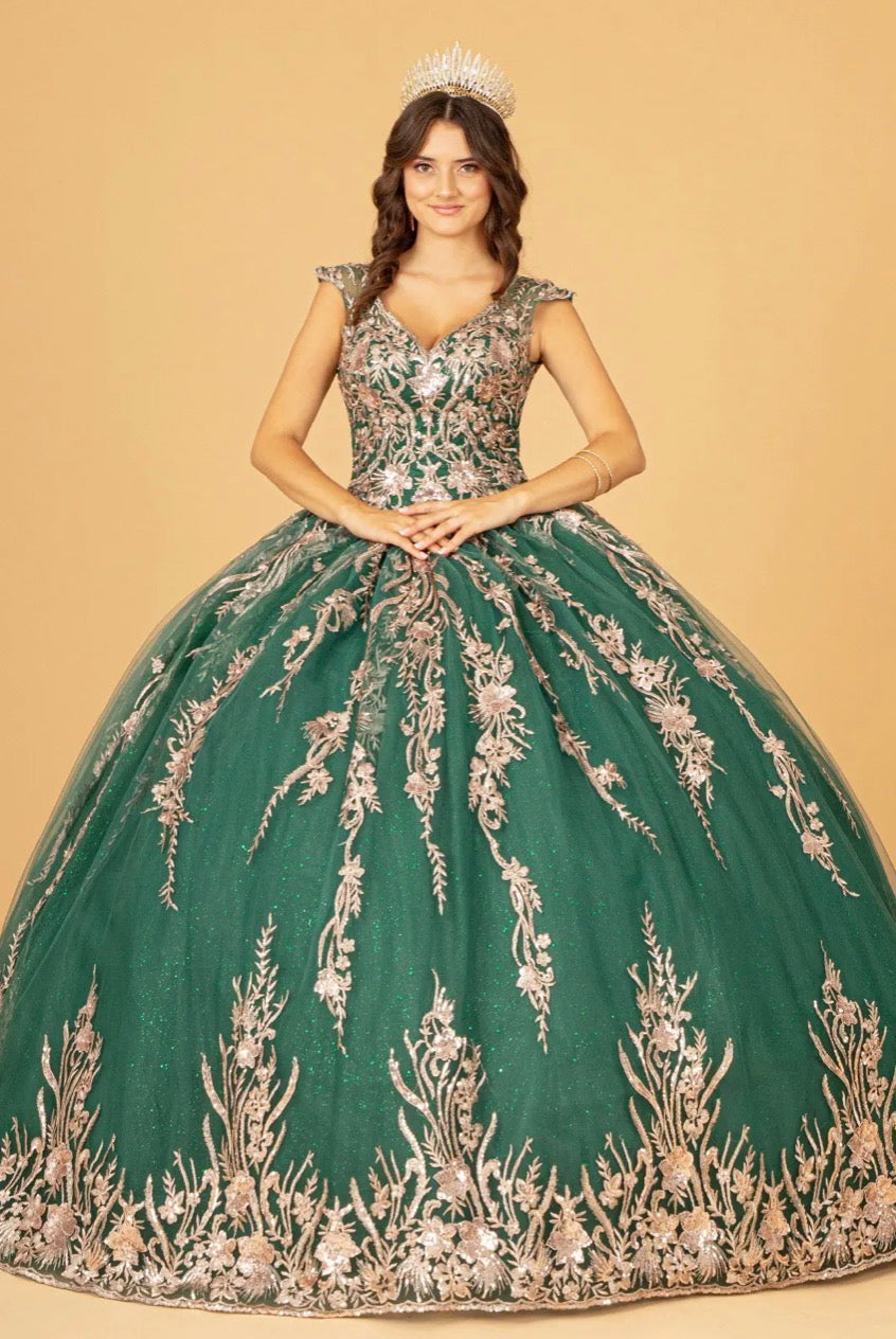 Sequin Glitter Embellished Quinceanera Dress. GL3076 by Elizabeth K