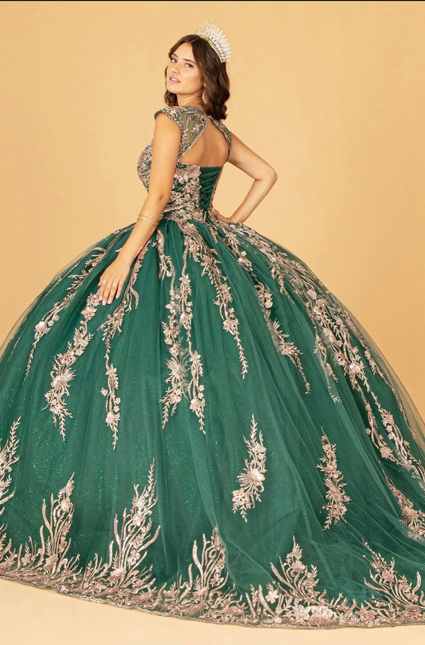 Sequin Glitter Embellished Quinceanera Dress. GL3076 by Elizabeth K