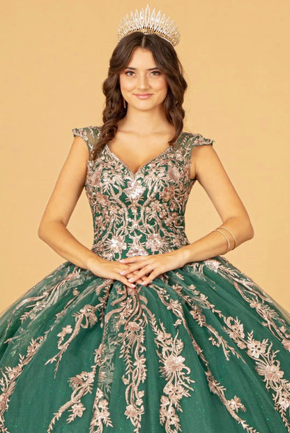 Sequin Glitter Embellished Quinceanera Dress. GL3076 by Elizabeth K