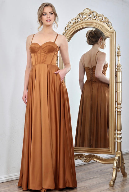 Satin dress corset and zipper sleeveless. 3301 BY ADORA DESIGN