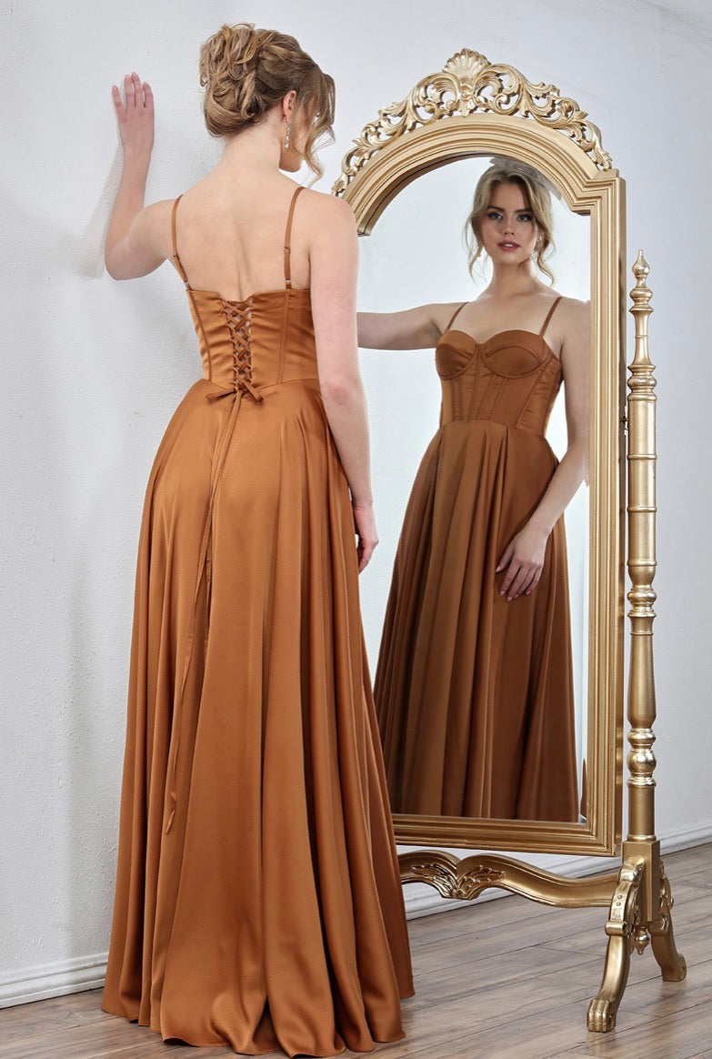 Satin dress corset and zipper sleeveless. 3301 BY ADORA DESIGN