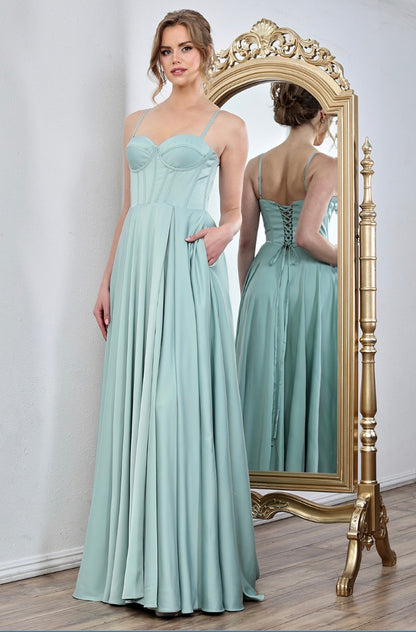 Satin dress corset and zipper sleeveless. 3301 BY ADORA DESIGN