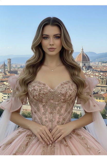Romantic sweetheart neckline and a beautifully embroidered. PQ1113 BY BELLA COUTURE