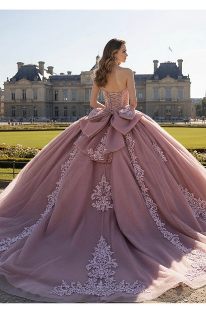 A stunning Rose quince dress with beaded on bodice. PQ1109 BY BELLA COUTURE