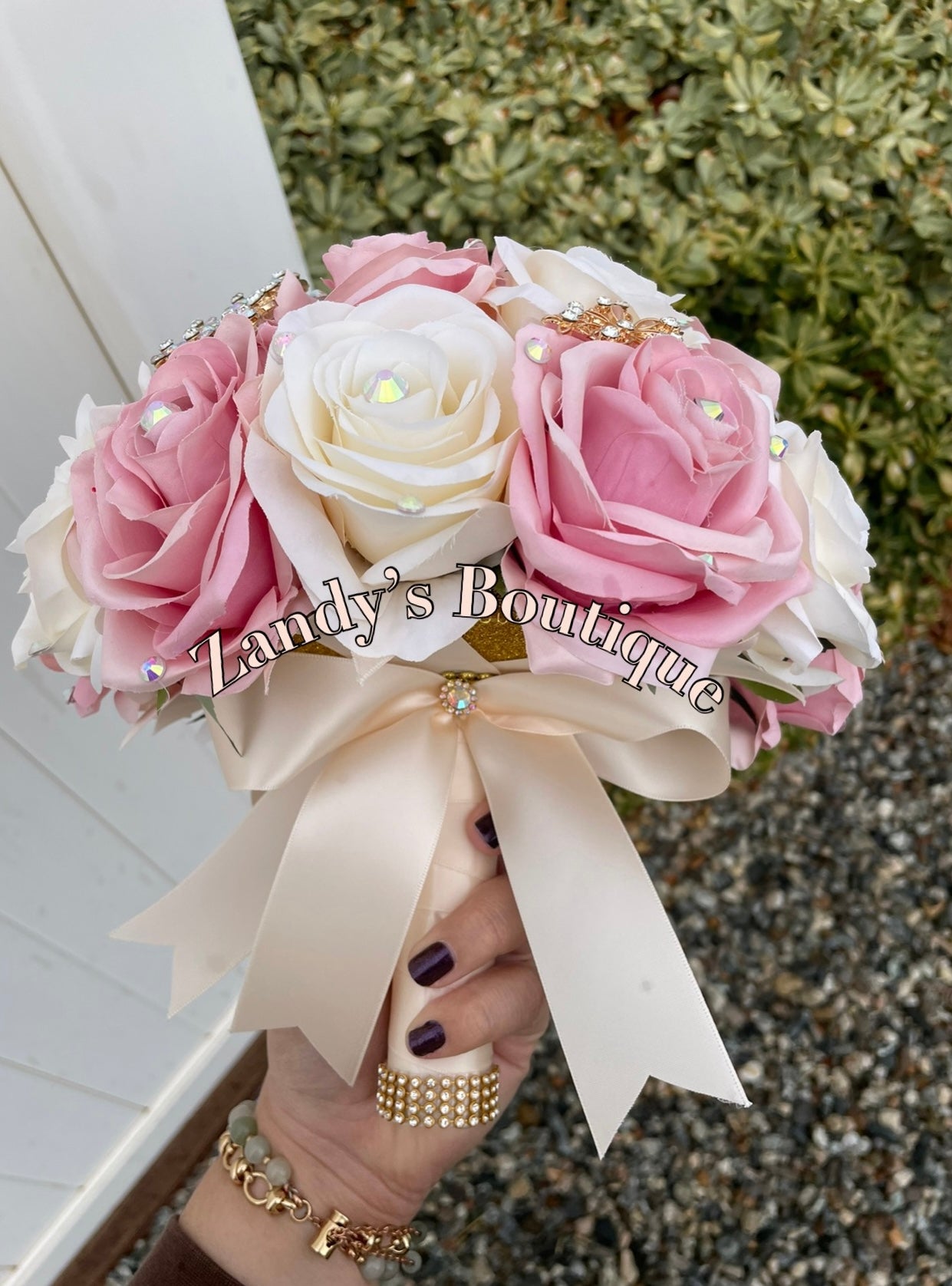 Vintage Ivory and Blush with Gold Butterfly Brooches. IVTBL036 by MARINA’S CRAFT. PREORDER AVAILABLE!