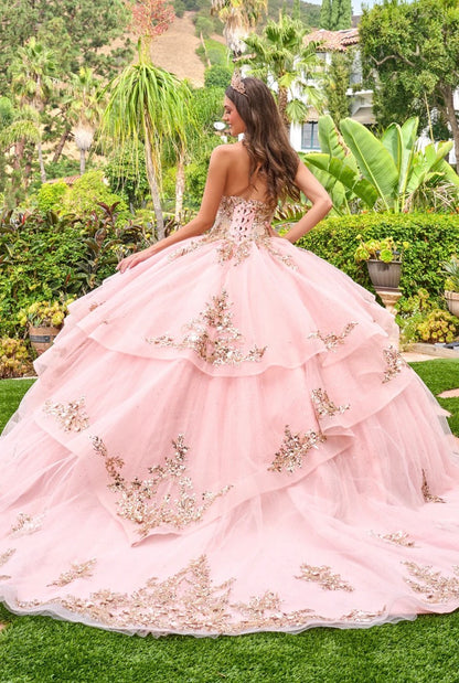 A timeless silhouette meets modern sparkle in this quinceañera ball gown. GL3724 by Elizabeth K