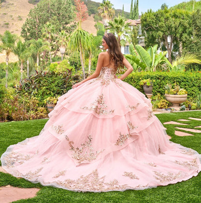 A timeless silhouette meets modern sparkle in this quinceañera ball gown. GL3724 by Elizabeth K
