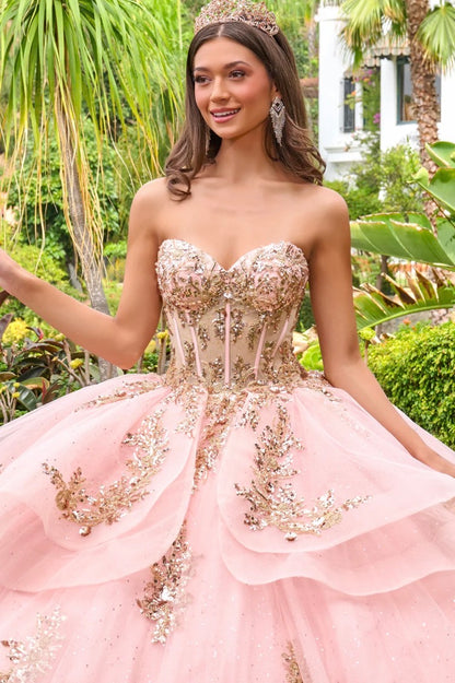 A timeless silhouette meets modern sparkle in this quinceañera ball gown. GL3724 by Elizabeth K