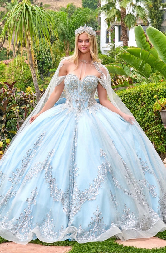 This enchanting ball gown sparkles with jewels, intricate embroidery, shimmering sequins, and glitter.  GL3707 by Elizabeth K