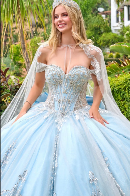 This enchanting ball gown sparkles with jewels, intricate embroidery, shimmering sequins, and glitter.  GL3707 by Elizabeth K