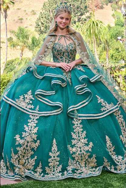 Make a breathtaking entrance in this enchanting strapless quinceañera ball gown. GL3671 BY Elizabeth K