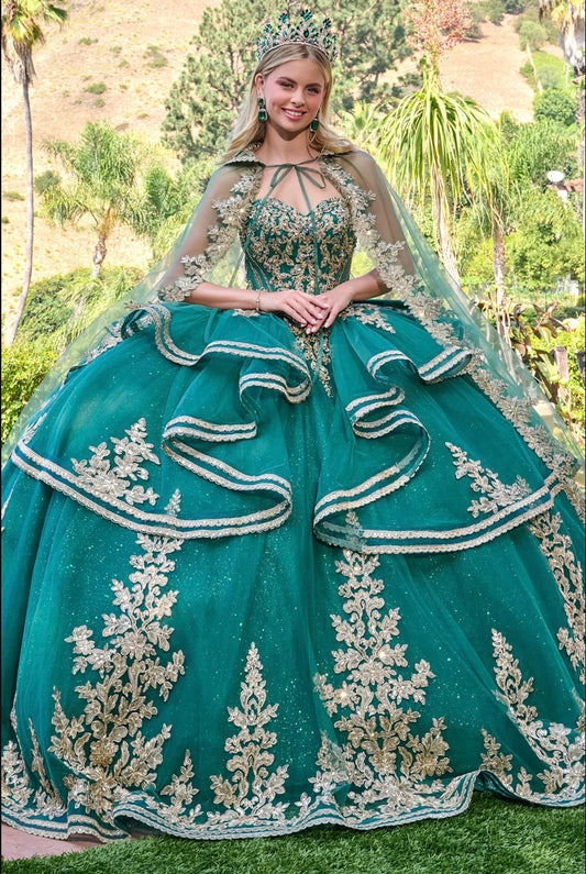 Make a breathtaking entrance in this enchanting strapless quinceañera ball gown. GL3671 BY Elizabeth K