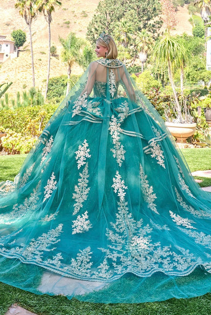 Make a breathtaking entrance in this enchanting strapless quinceañera ball gown. GL3671 BY Elizabeth K