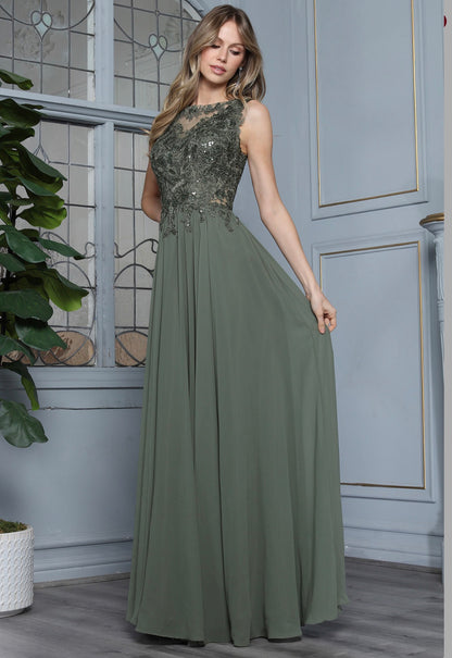 Beads Embellished Embroidered A-line Dress. 3344-03 by ADORA DESIGN