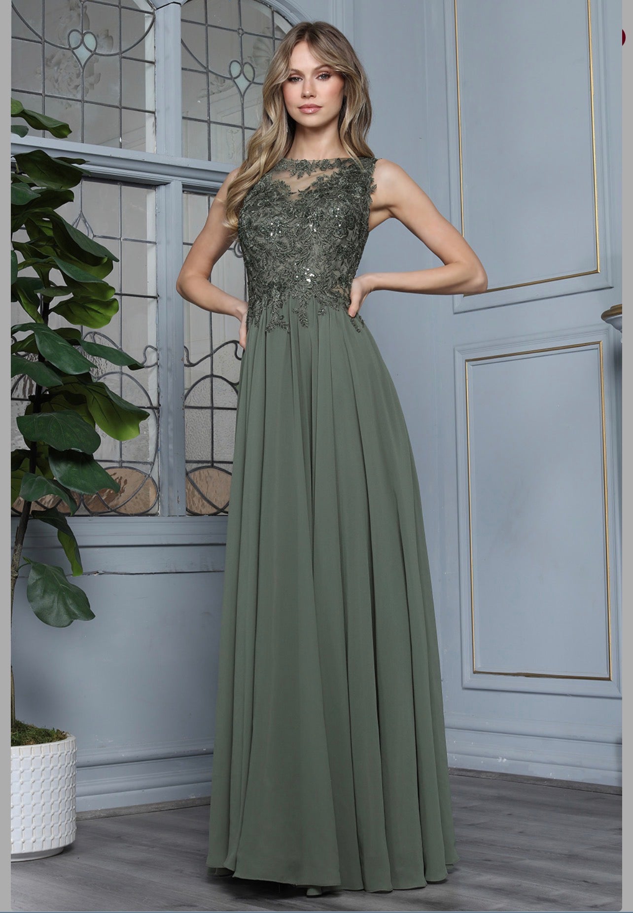 Beads Embellished Embroidered A-line Dress. 3344-03 by ADORA DESIGN