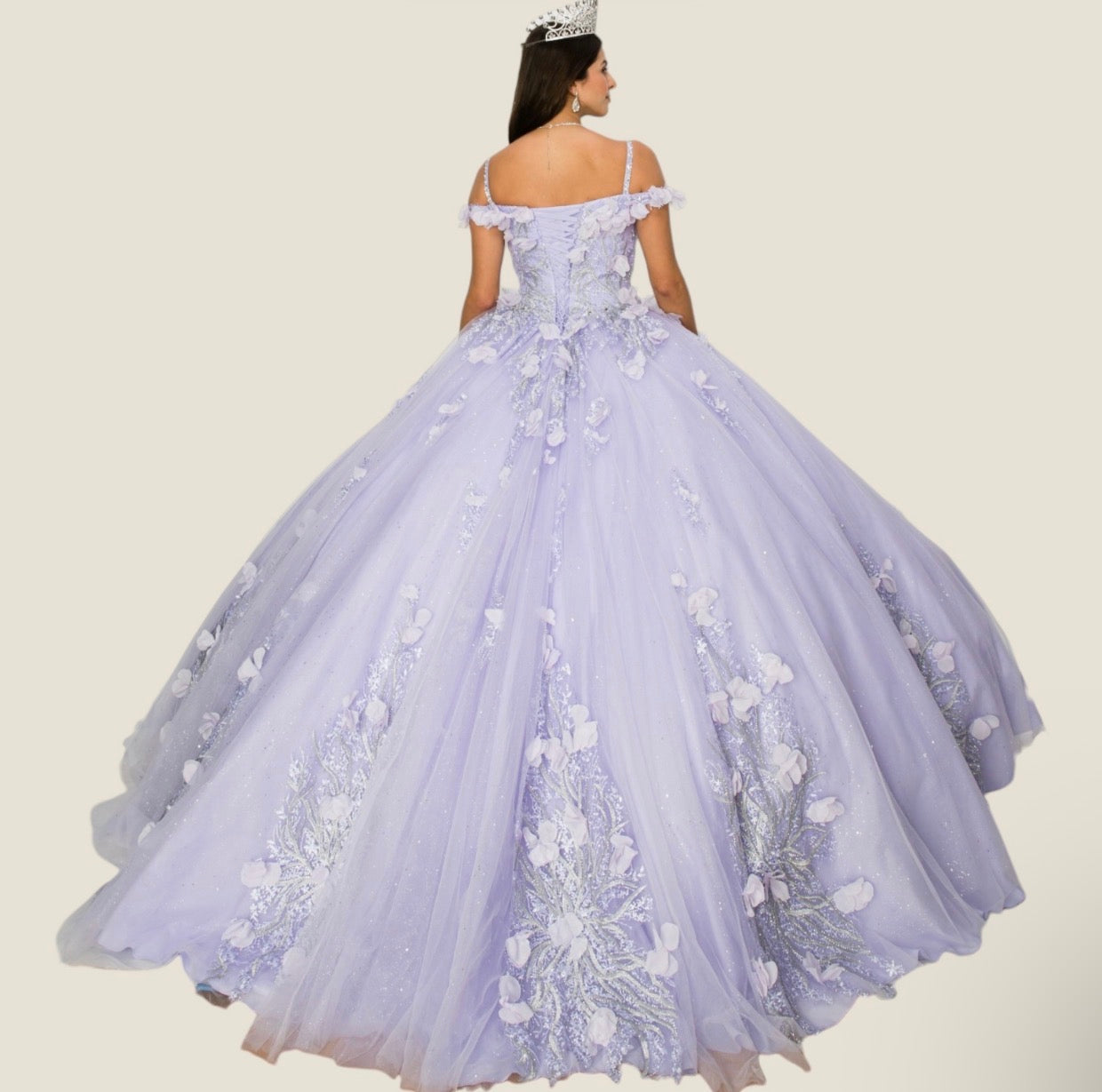 Off shoulder silver embroidered stones gown dress. 8061J by Cinderella Couture