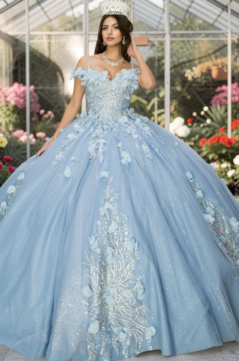 Off shoulder silver embroidered stones gown dress. 8061J by Cinderella Couture