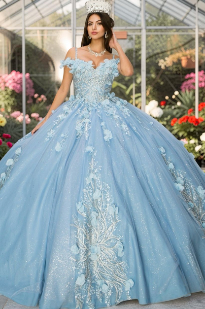 Off shoulder silver embroidered stones gown dress. 8061J by Cinderella Couture