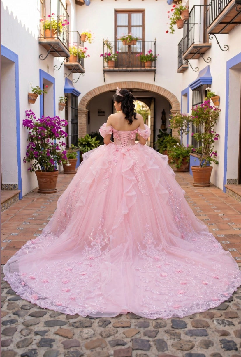 Super Long Off Shoulder Quince. 8330J by Cinderella Couture