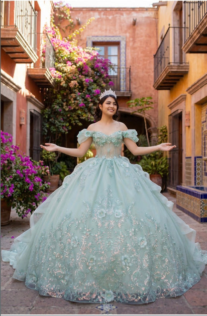 Super Long Off Shoulder Quince. 8330J by Cinderella Couture