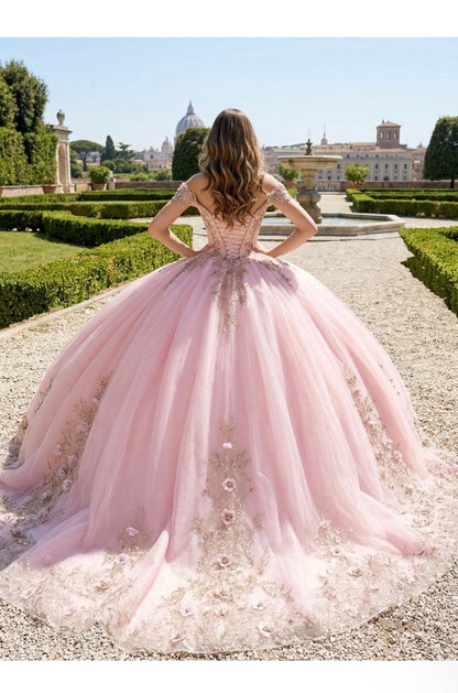 Gem Stone, Embroidered Dazzling Quinceanera Ball Gown. PQ1068 by Bella Couture