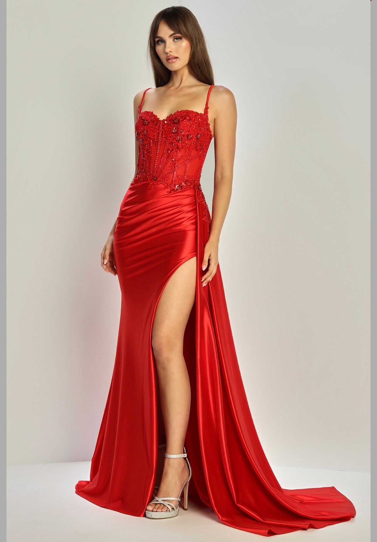 Satin mermaid spaghetti straps dress. 3302 by ADORA DESIGN