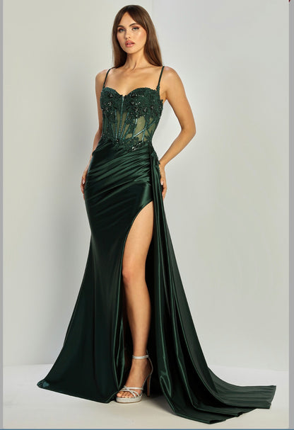 Satin mermaid spaghetti straps dress. 3302 by ADORA DESIGN