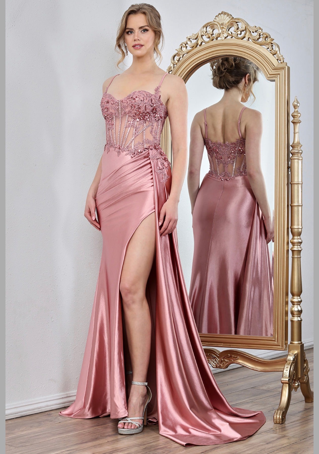 Satin mermaid spaghetti straps dress. 3302 by ADORA DESIGN