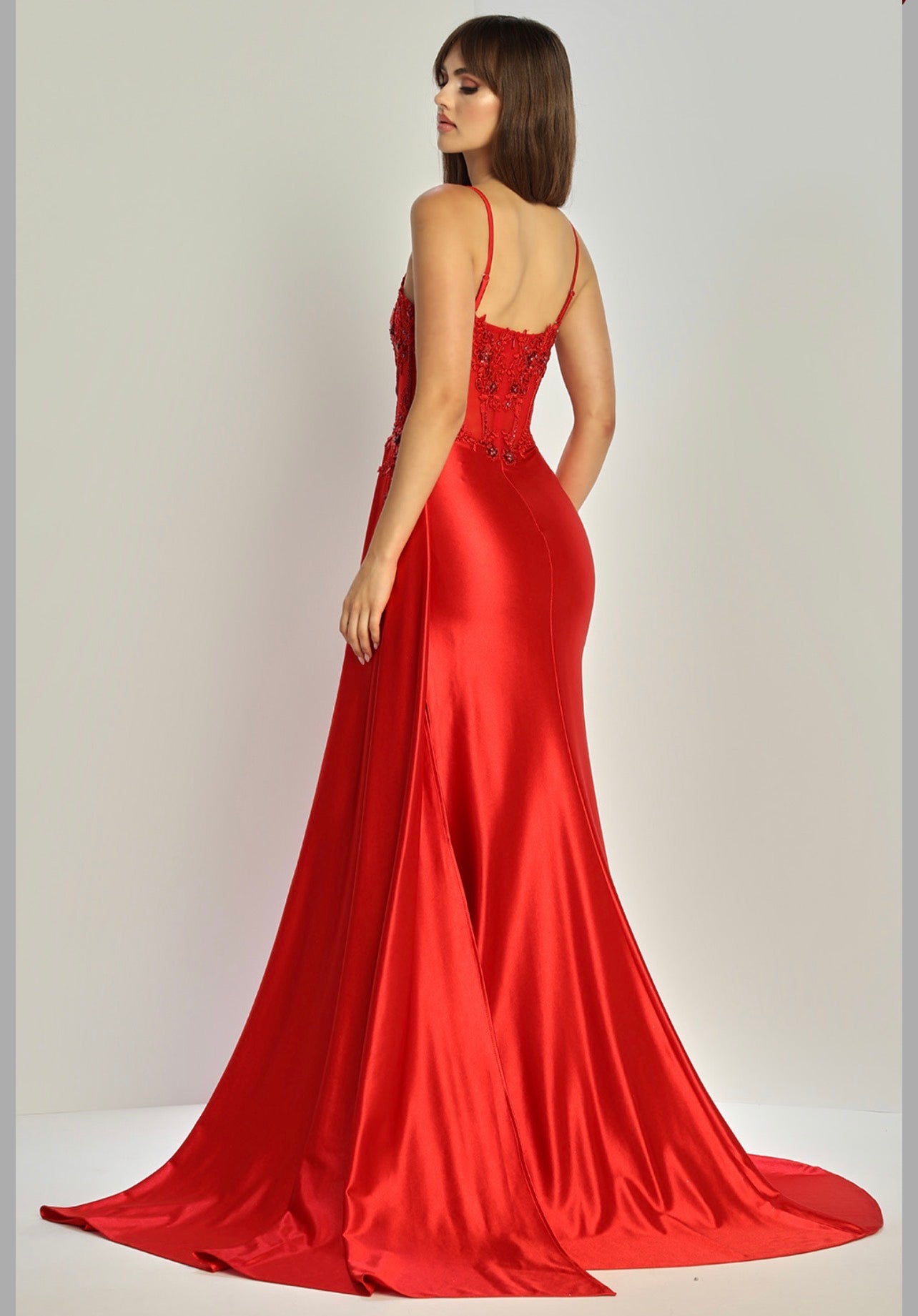 Satin mermaid spaghetti straps dress. 3302 by ADORA DESIGN