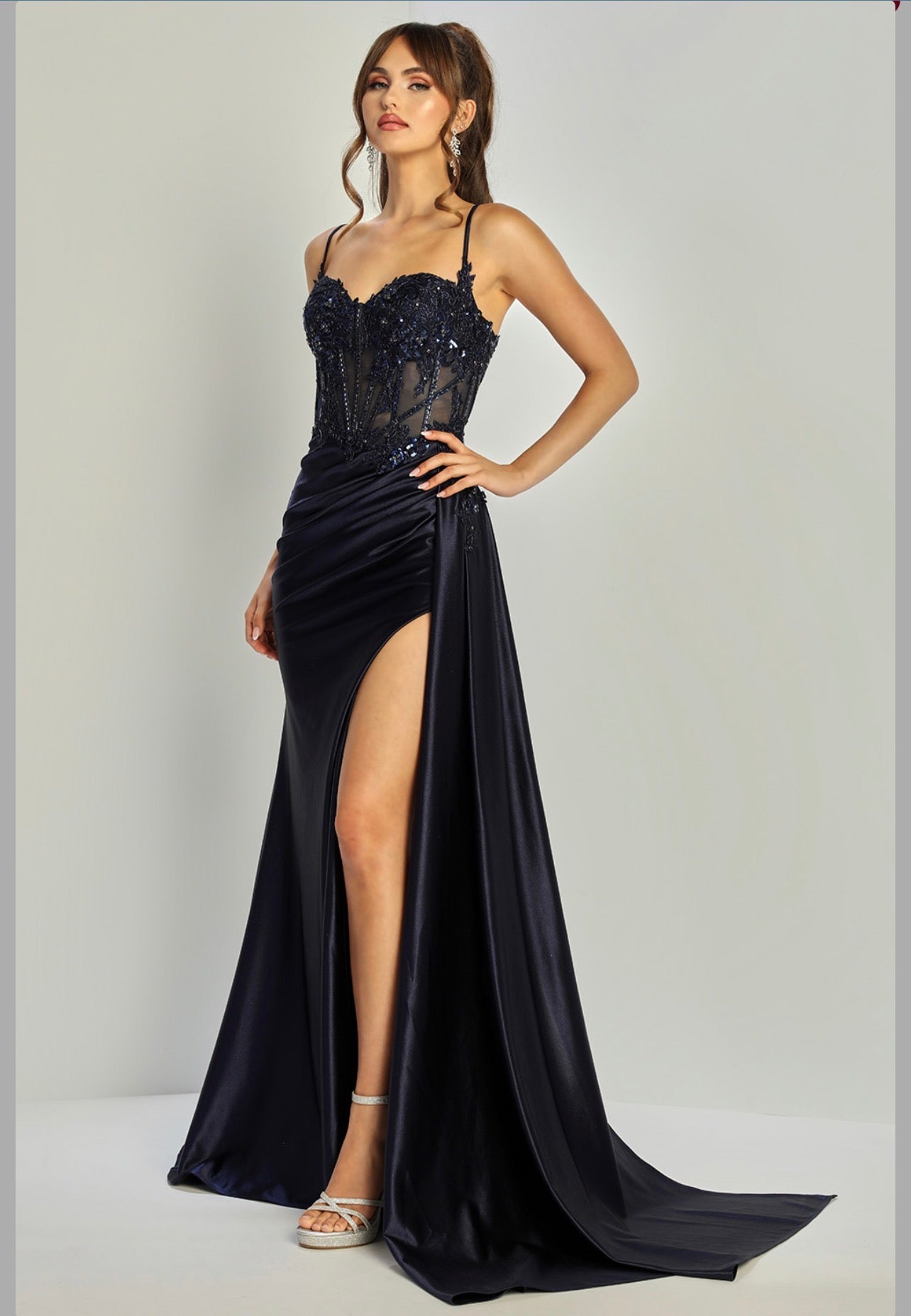 Satin mermaid spaghetti straps dress. 3302 by ADORA DESIGN