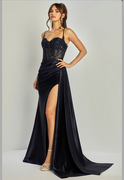 Satin mermaid spaghetti straps dress. 3302 by ADORA DESIGN