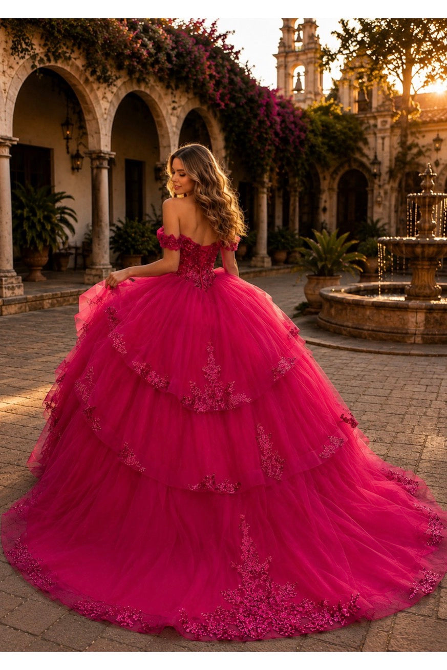 Layered Solid Quince Dress. PQ1116 by Bella Couture