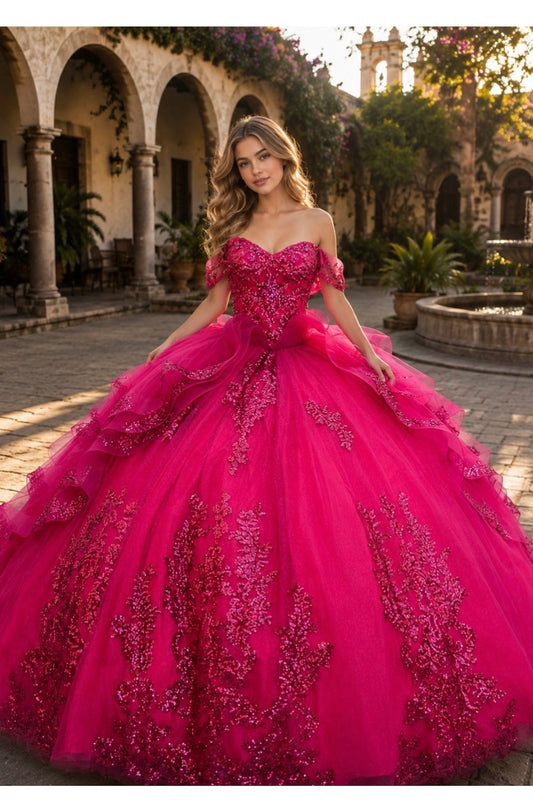 Layered Solid Quince Dress. PQ1116 by Bella Couture