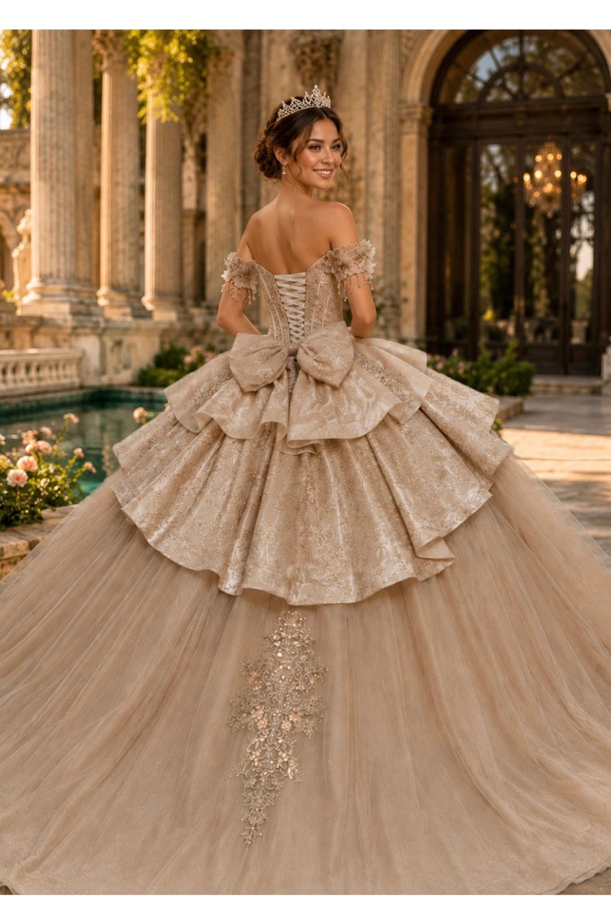 Champagne Rose Quince Dress. PQ1115 BY BELLA COUTURE