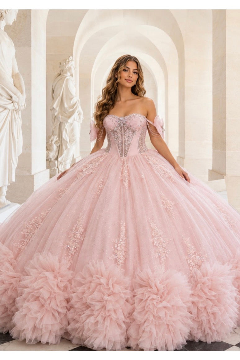 Princess Quinceanera Ball Gown Pink & Blue. PQ1119 BY BELLA COUTURE