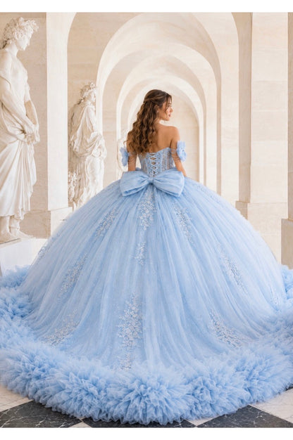 Princess Quinceanera Ball Gown Pink & Blue. PQ1119 BY BELLA COUTURE