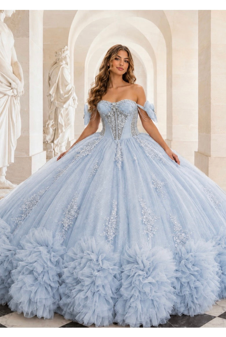 Princess Quinceanera Ball Gown Pink & Blue. PQ1119 BY BELLA COUTURE