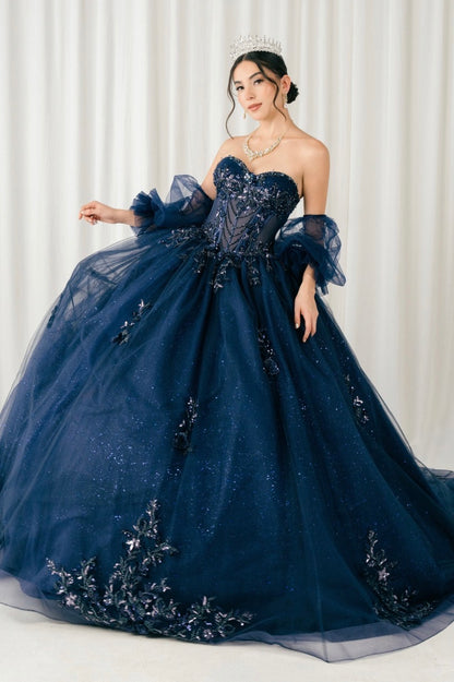 Beautiful Quinceanera With Sleeve. 8380J BY CINDERELLA COUTURE
