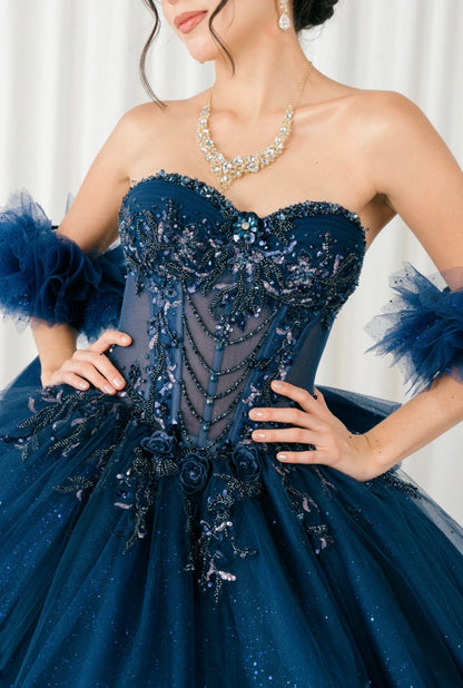 Beautiful Quinceanera With Sleeve. 8380J BY CINDERELLA COUTURE