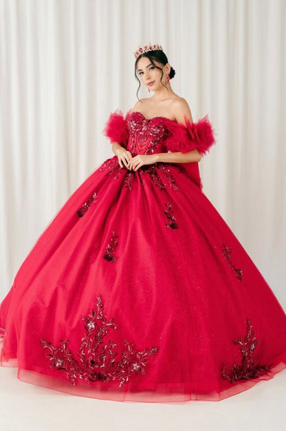 Beautiful Quinceanera With Sleeve. 8380J BY CINDERELLA COUTURE