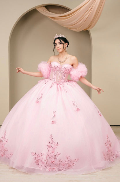 Beautiful Quinceanera With Sleeve. 8380J BY CINDERELLA COUTURE