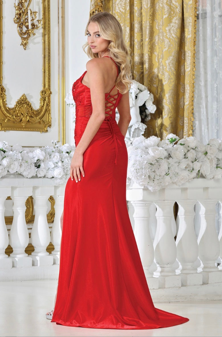 Beading see through corset dress. 3329 BY ADORA DESIGN
