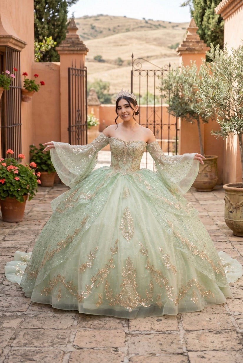 This gown is a dream come true for any celebration. 8575JQ BY CINDERELLA COUTURE