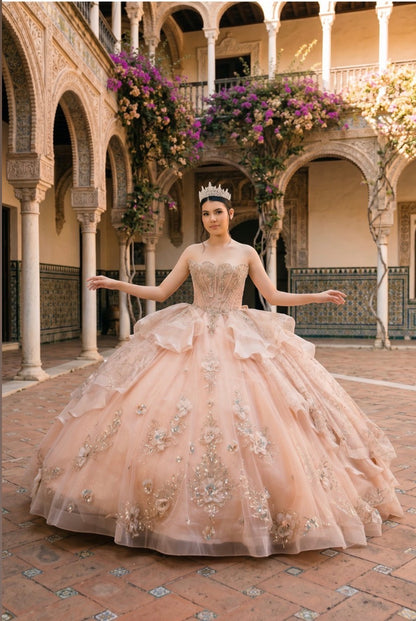 This breathtaking Quinceanera gown is designed to make a grand entrance. 8590JQ BY CIDERELLA COUTURE
