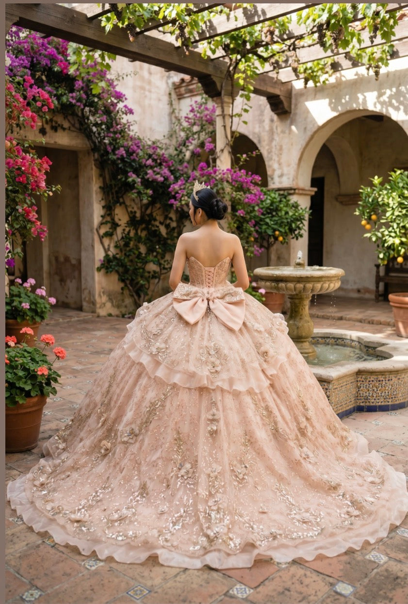 This breathtaking Quinceanera gown is designed to make a grand entrance. 8590JQ BY CIDERELLA COUTURE