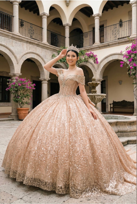 Embrace your fairytale moment in this breathtaking Quinceanera gown. 8600JQ BY CINDERELLA COUTURE