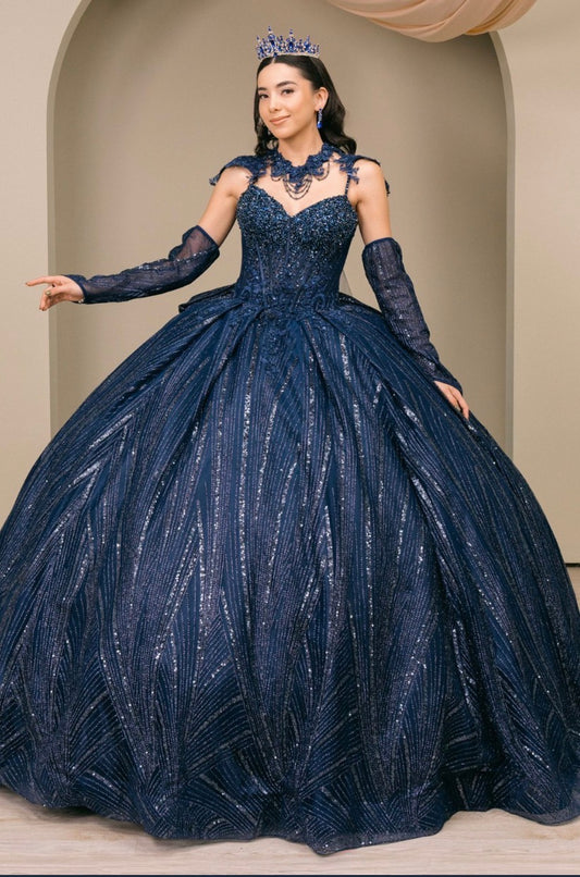 This quinceanera gown is a striking and modern royal ball gown. 8510JQ BY CINDERELLA COUTURE