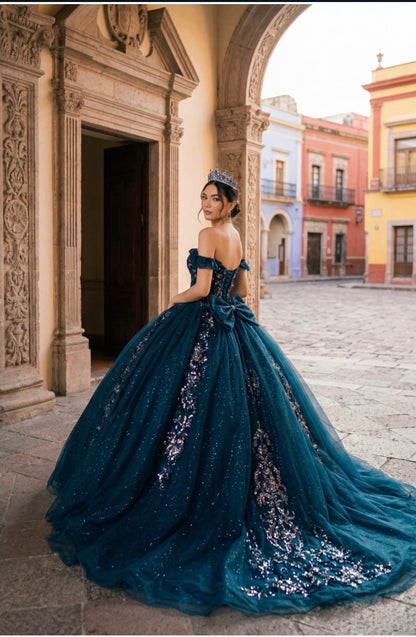 Embrace your fairytale moment in this breathtaking off-the-shoulder ball gown. 8440JQ BY CINDERELLA COUTURE